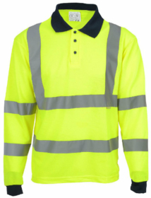 A photo of Yellow Hi Vis Long Sleeve Polo Shirt EN20471