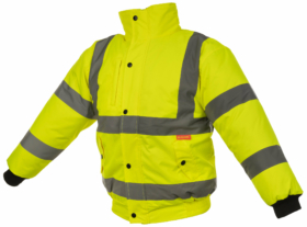 A photo of Yellow Kids Hi Vis Padded Bomber Jacket EN20471
