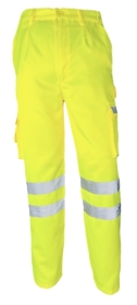 A photo of Yellow Combat Hi Vis Trousers 31" Leg EN20471