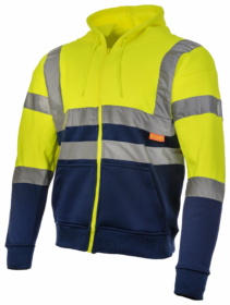 A photo of Yellow & Navy Full Zip Hi Vis Hoodie