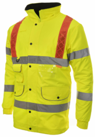 A photo of Reflexite / Oralite Red Brace Hi Vis Padded Parka