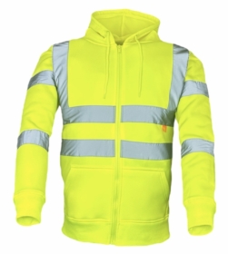 A photo of Yellow Full Zip Hi Vis Hoodie EN20471