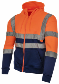 A photo of Orange & Navy Full Zip Hi Vis Hoodie