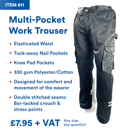 Multi-Pocket Work Trouser! Order now while stocks last! Press here to see more.